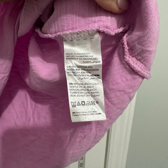 Chico’s The Ultimate Tee Long Sleeve lilac Stretch Top Size 3 Rayon Spandex - Picture 5 of 7